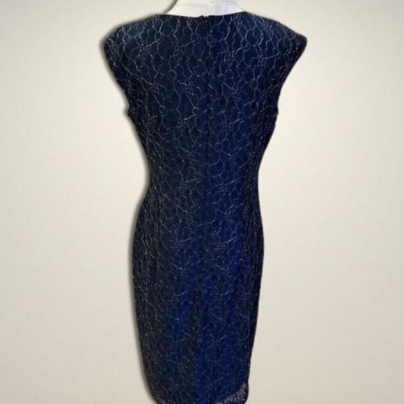 American Living Macy's Sheath Dress Ruched Waistline Back Zipper Navy Blue 4 NWT - Picture 3 of 9